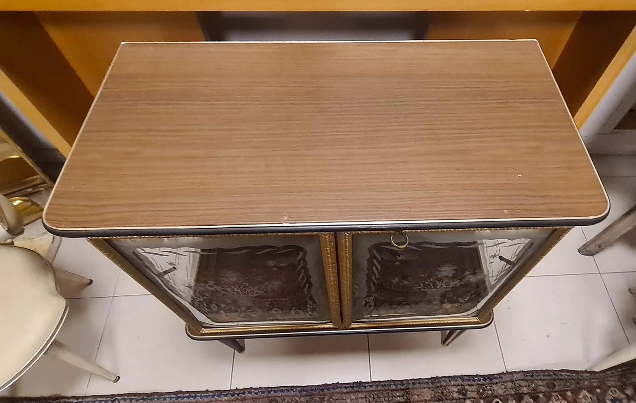 Bar cabinet with wooden and leather structure by Umberto Mascagni, 1940s 3