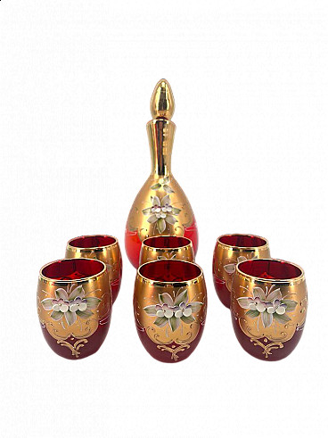 6 Three-burner Murano glasses and decanters, 1940s