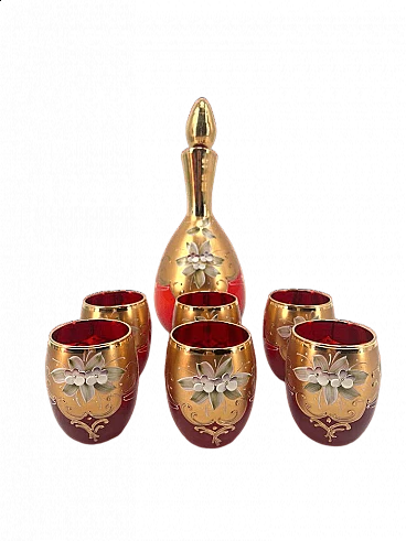 6 Three-burner Murano glasses and decanters, 1940s