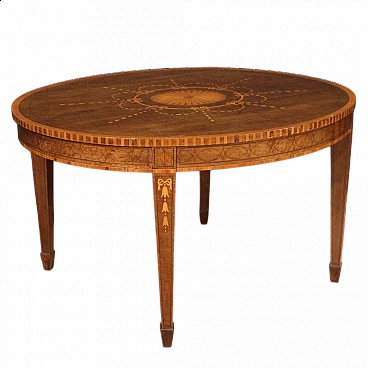 Wooden inlaid table in Louis XVI style, 1950s