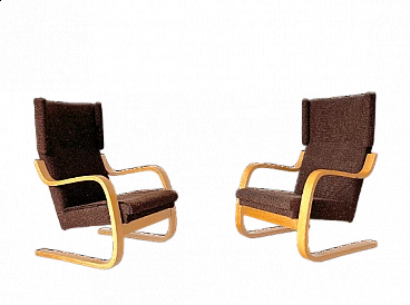 Pair of Wingback 401 armchairs by Alvar Aalto for Artek, 1970s