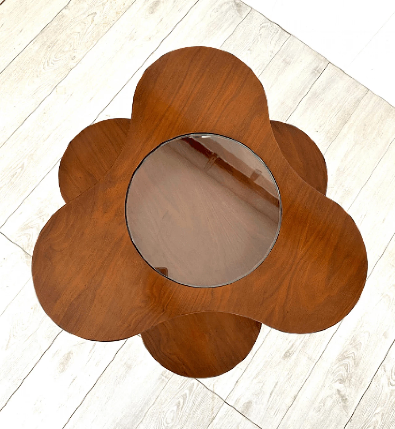 Pair of flower-shaped wood and glass coffee tables, 1950s 15