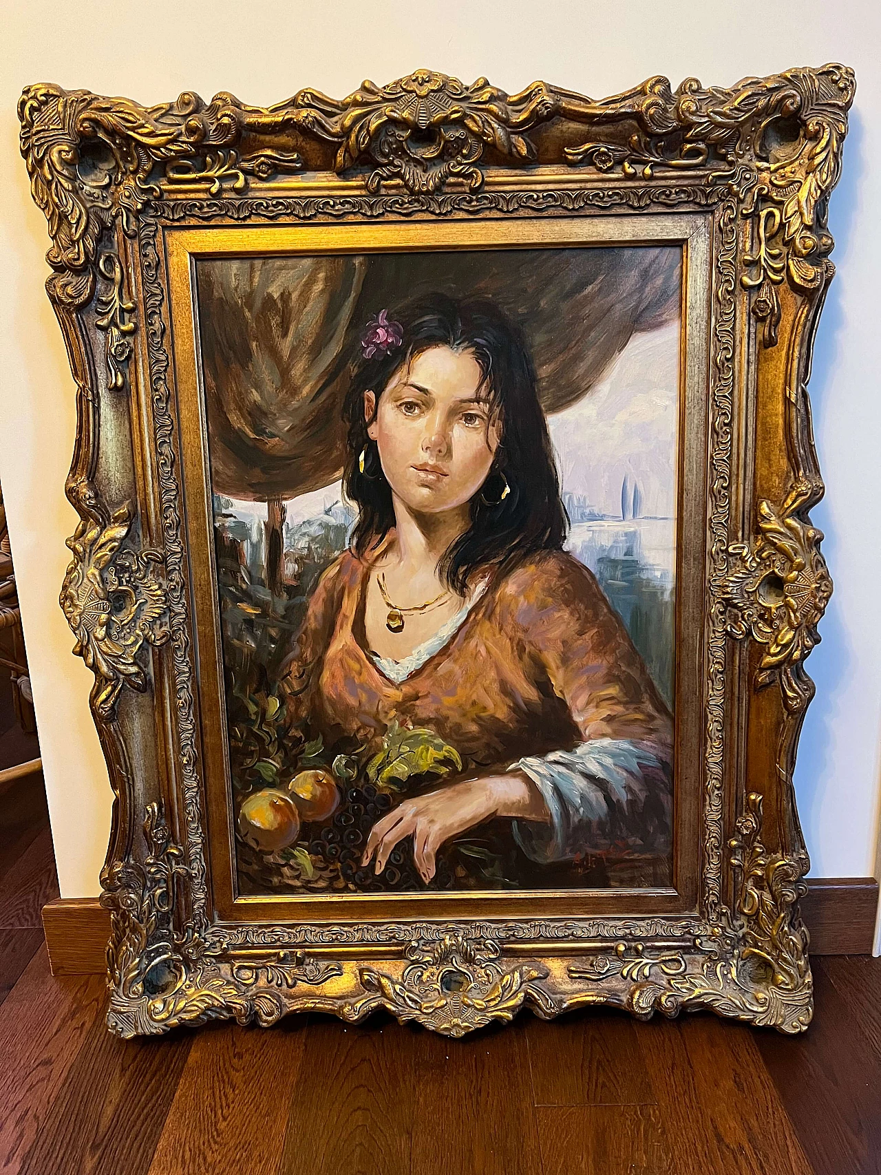 A. Lopez, La Contadina, olio su tela, anni '40 3