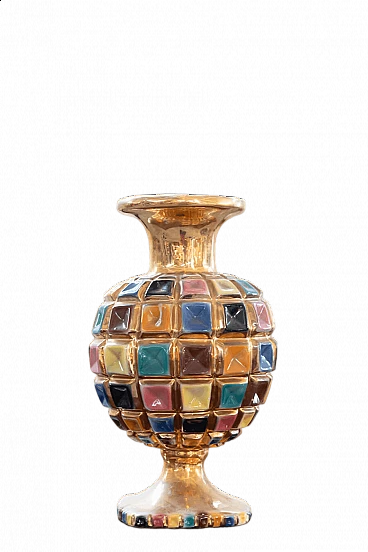 Vaso in ceramica colorata, anni '60
