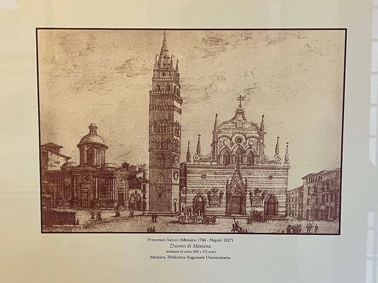 Veduta del duomo di Messina, stampa, anni '50 4