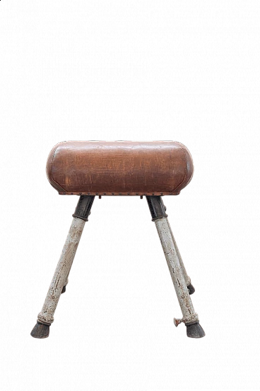 Leather and metal gym horse, 1950s