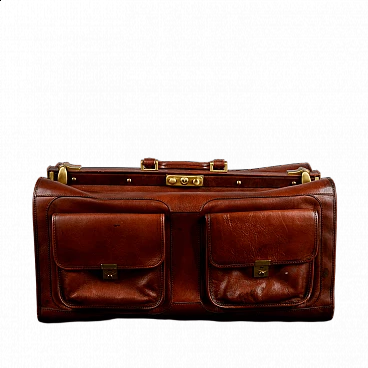 Leather and brass-plated metal doctor's bag