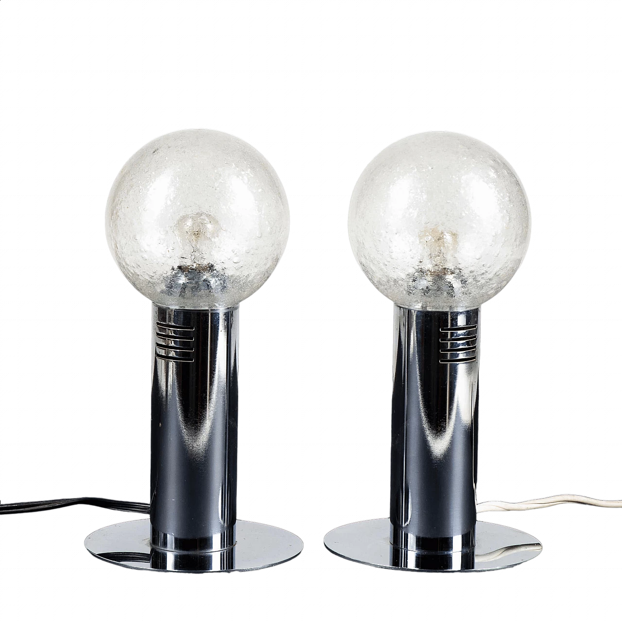 Pair of steel and glass table lamps by Poliarte, 1970s 8