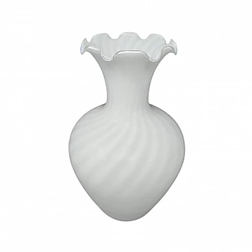 White Murano glass vase by Dogi, 1960s