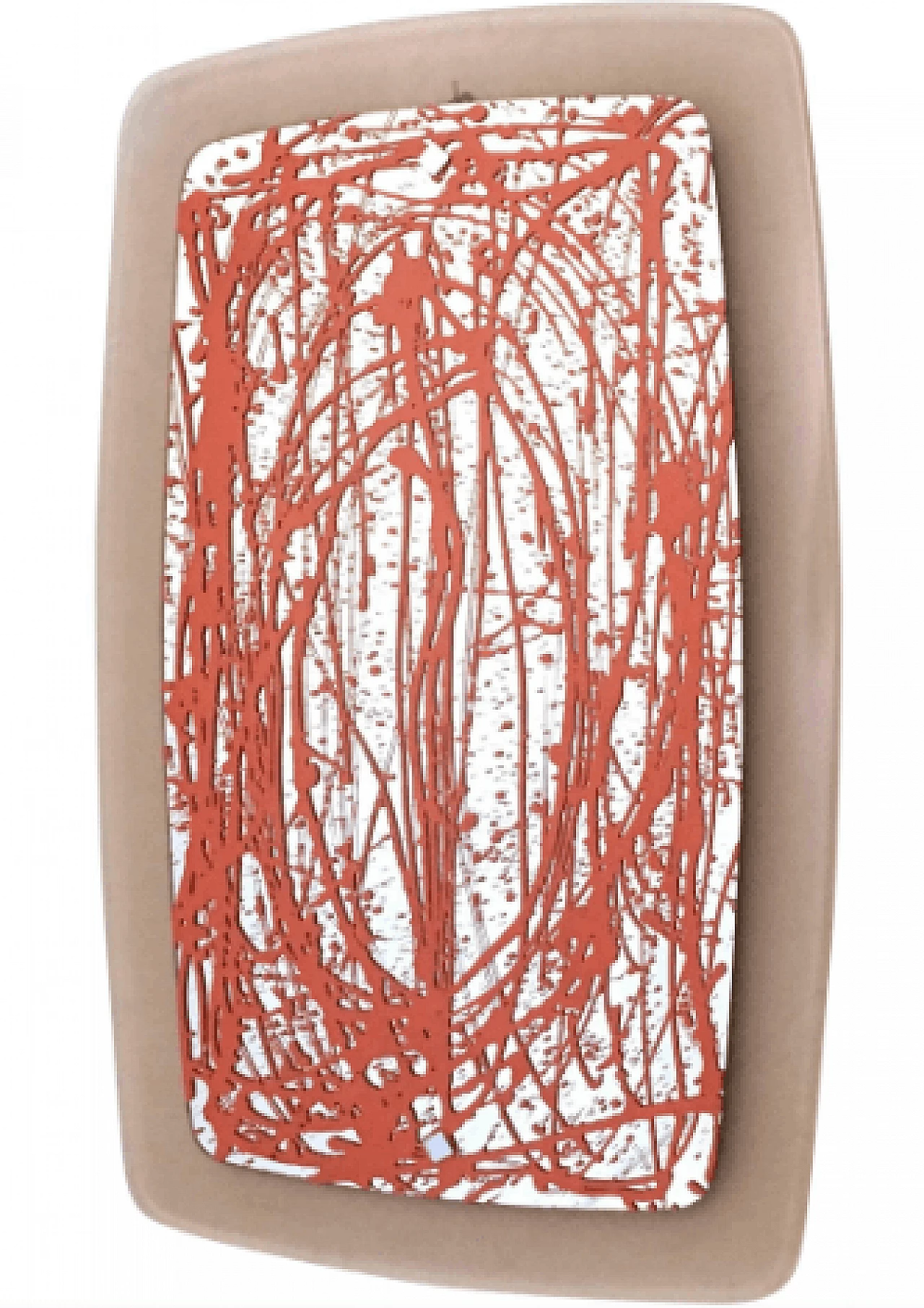 Plexiglass wall mirror with orange enamel details, 2012 1