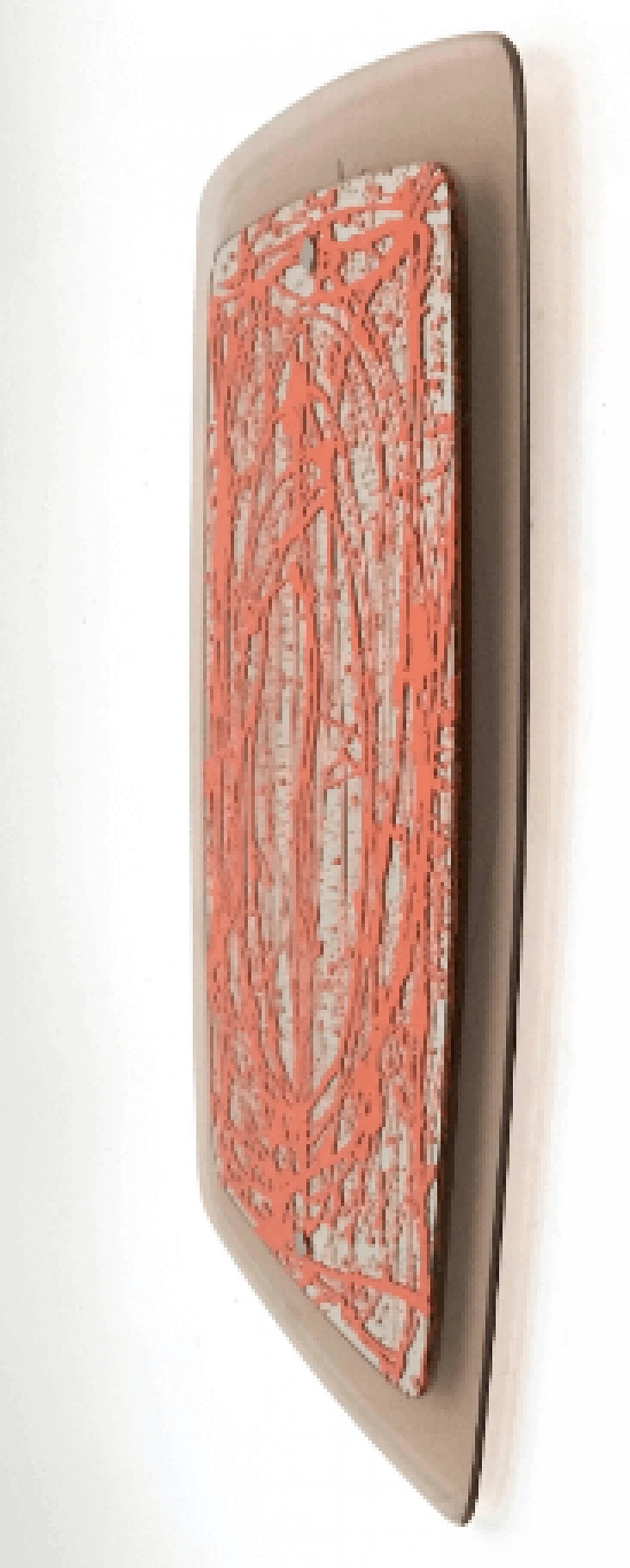 Plexiglass wall mirror with orange enamel details, 2012 3
