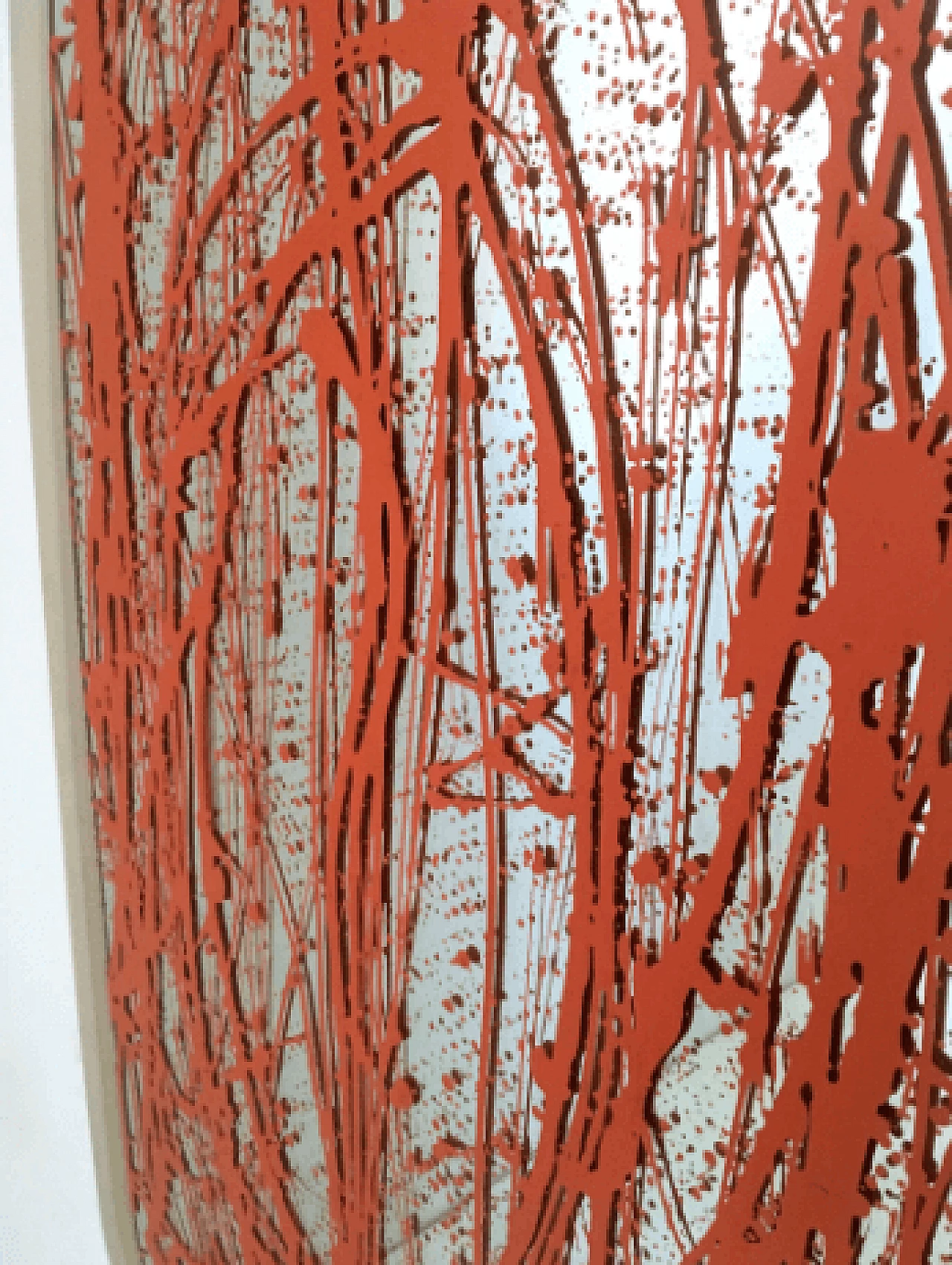 Plexiglass wall mirror with orange enamel details, 2012 6