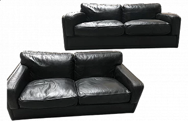 Coppia di divani Socrate in pelle nera di Poltrona Frau