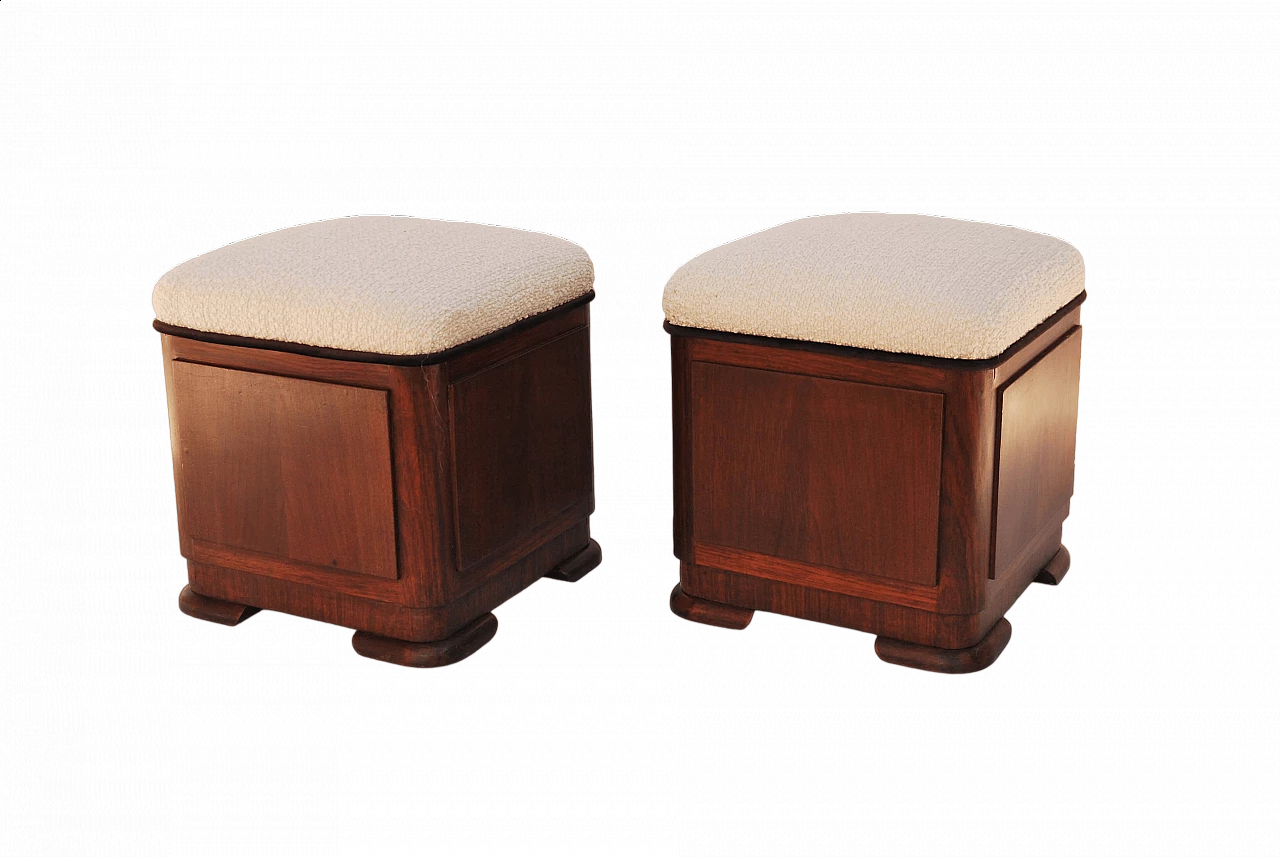 Pair of Art Deco poufs, 1940s 7