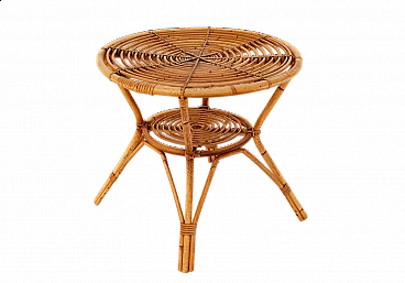 Wicker and bamboo coffee table, 1960s