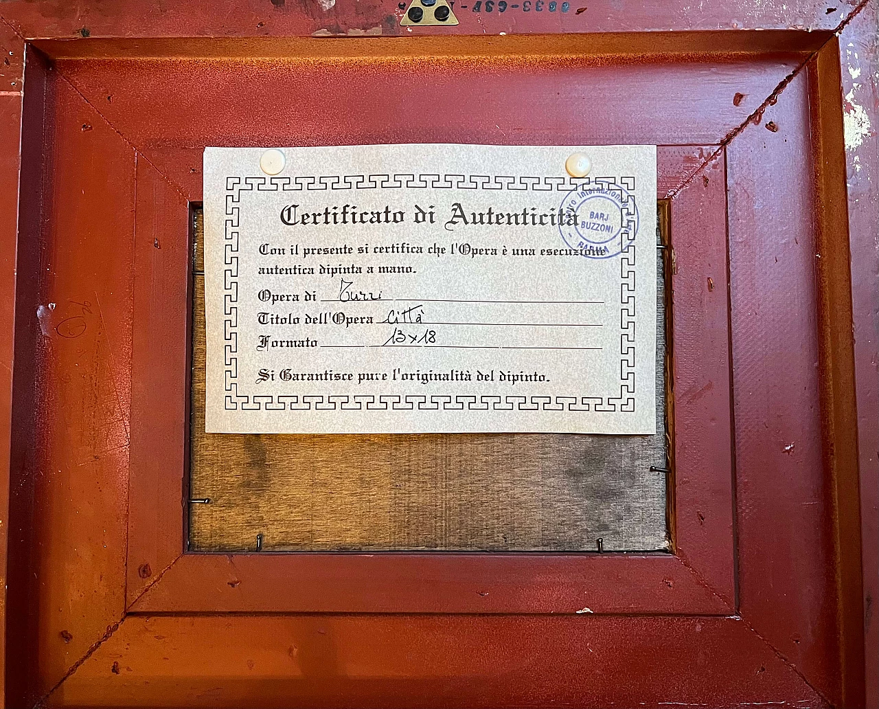 Turri, veduta di città, dipinto a olio su tavola 5