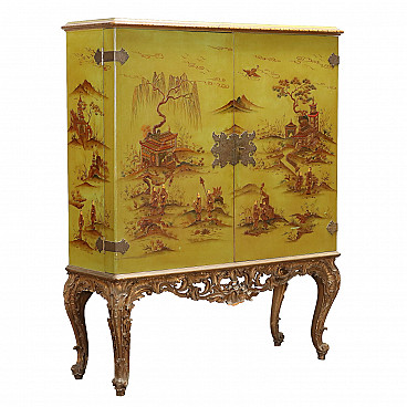 Chinoiserie style lacquered bar cabinet, early 20th century