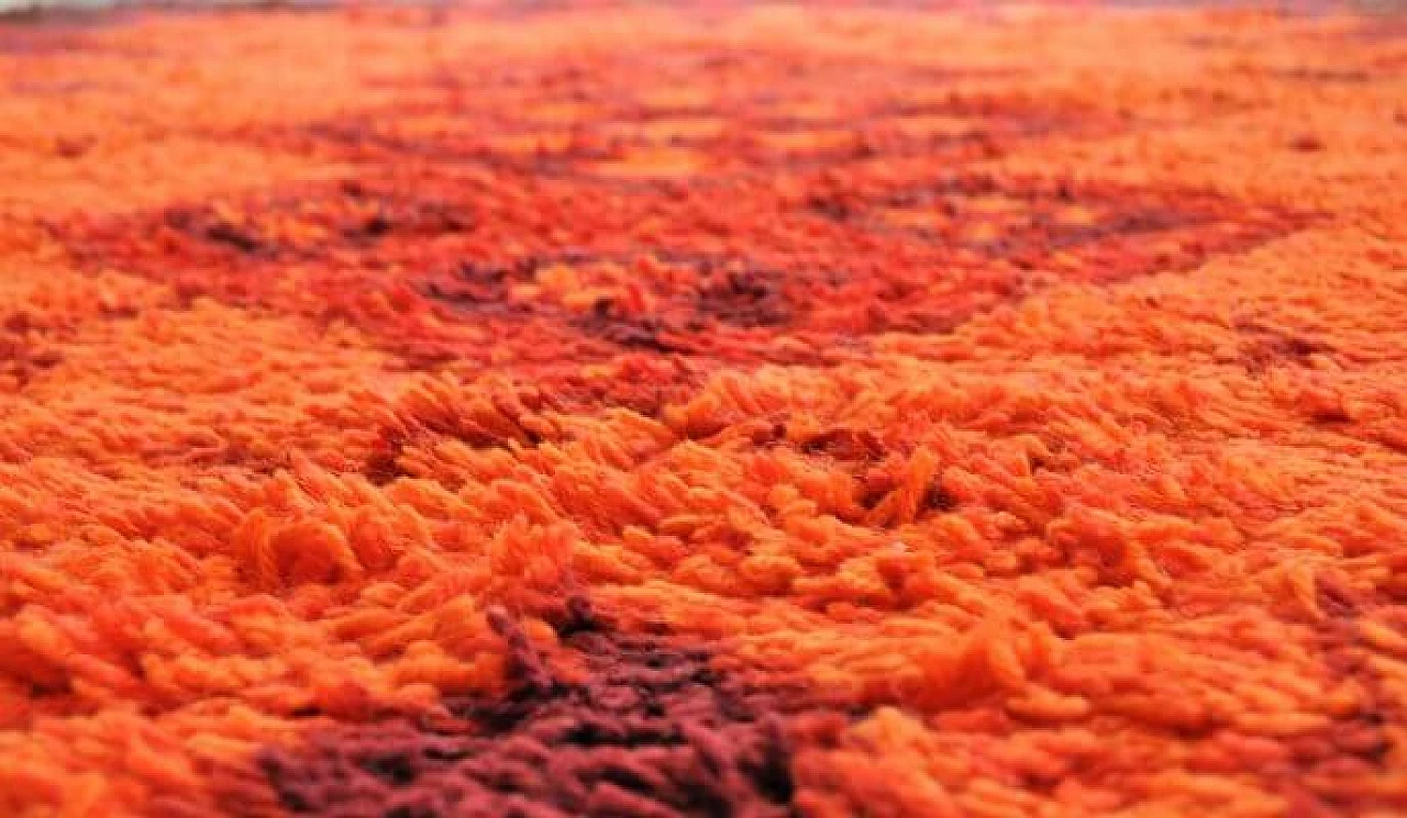 Wool rug in red and orange, 1970s 3