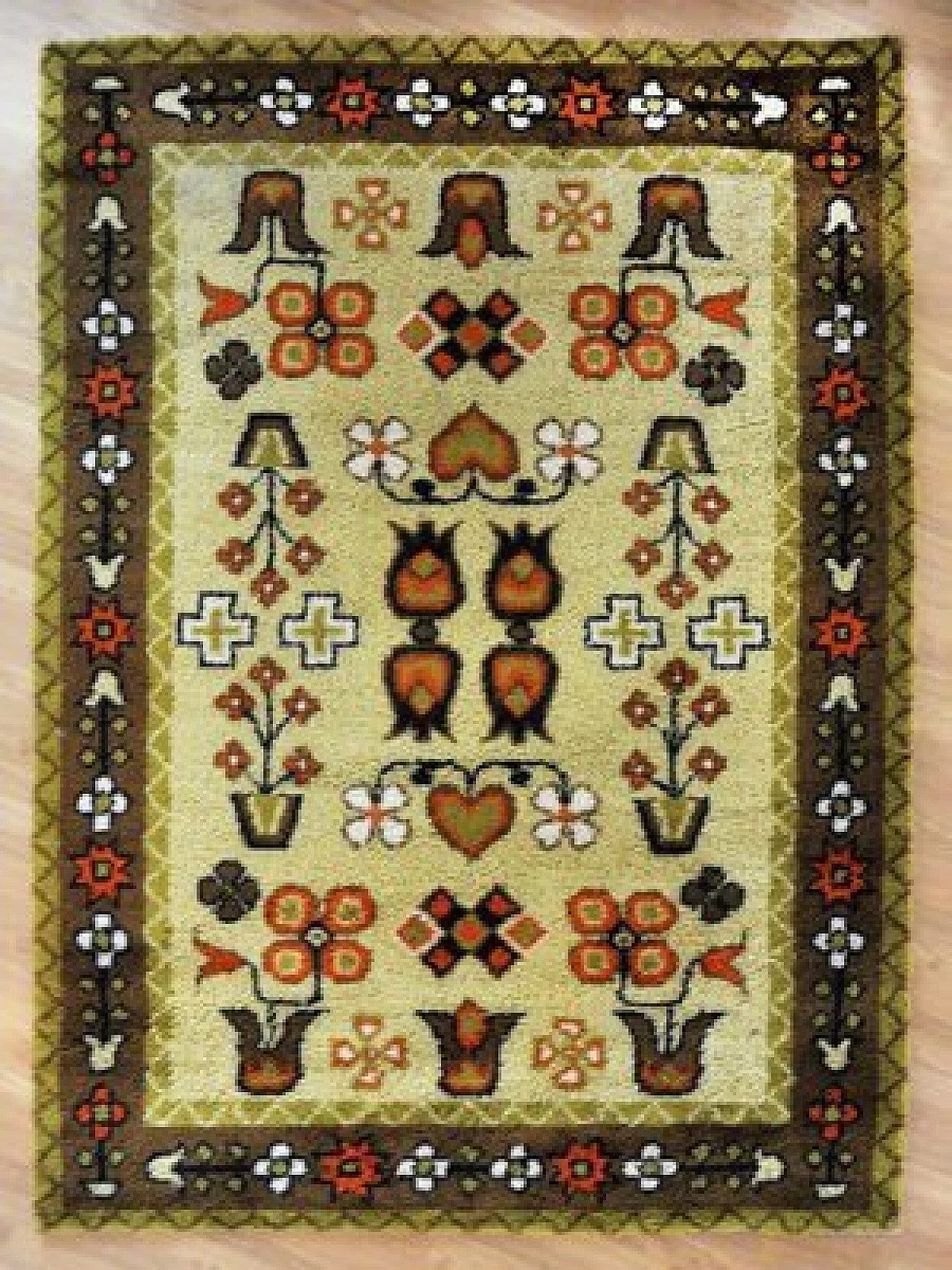 Danish folk style wool rug from Hammer Taepper, 1970s 1