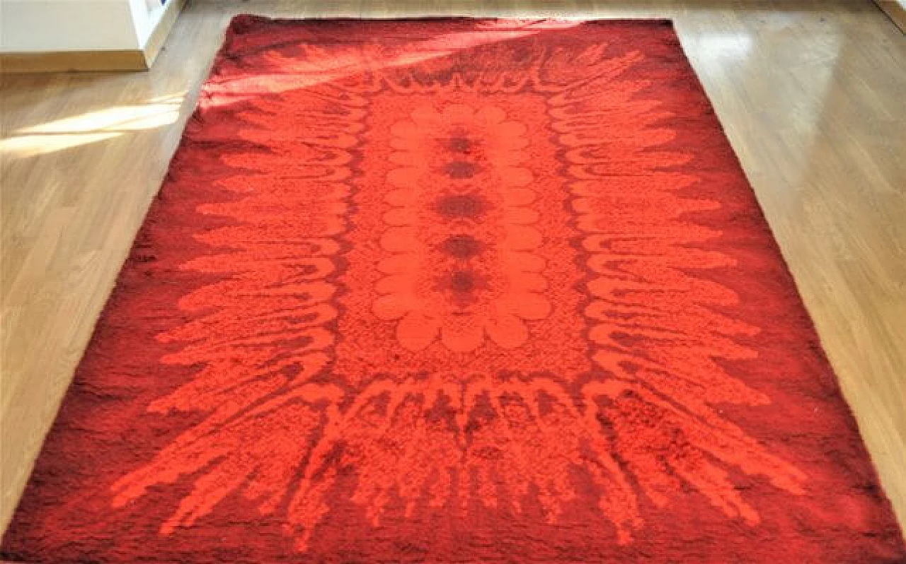 Red wool rug, 1970s 2