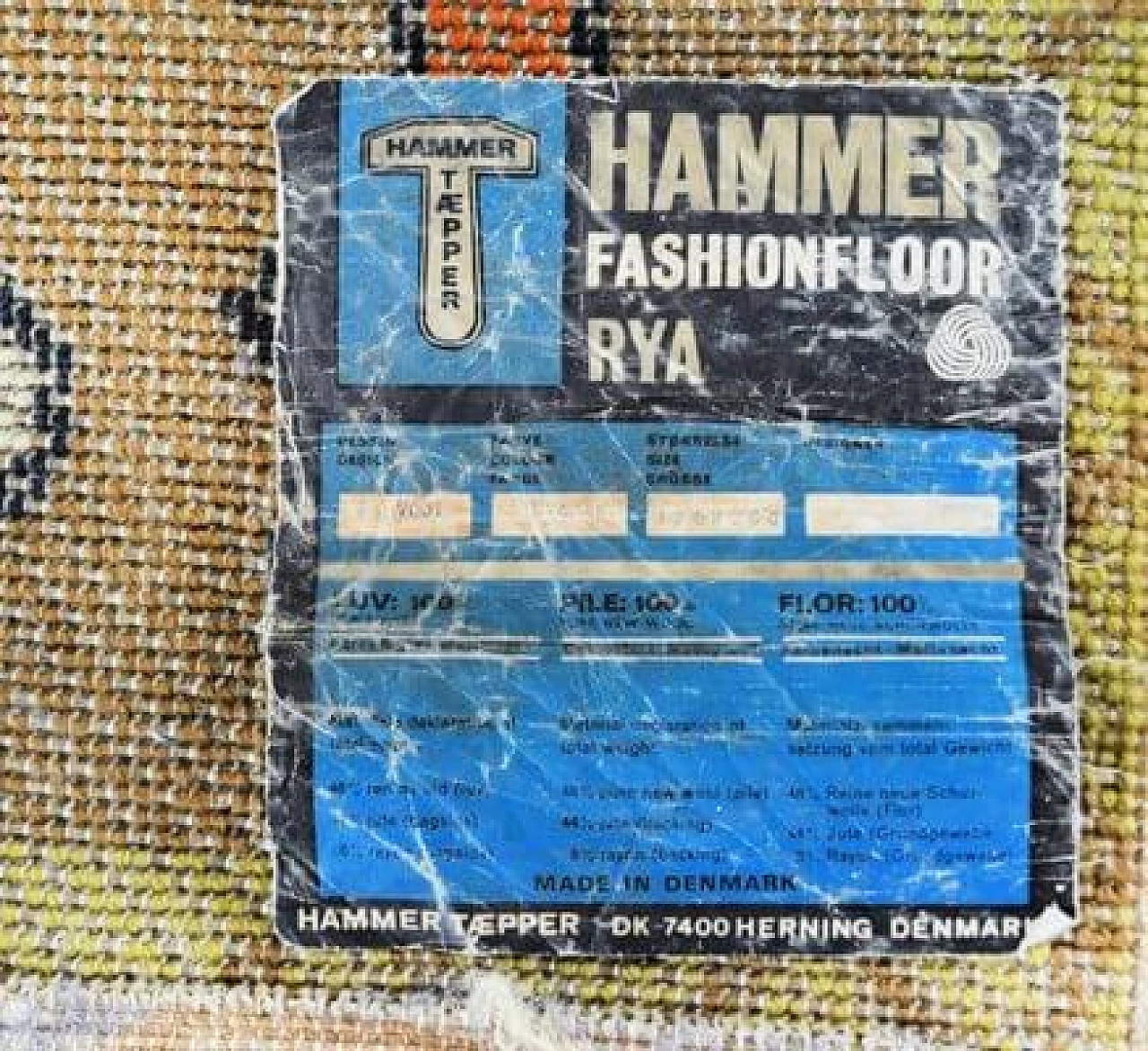 Danish folk style wool rug from Hammer Taepper, 1970s 4