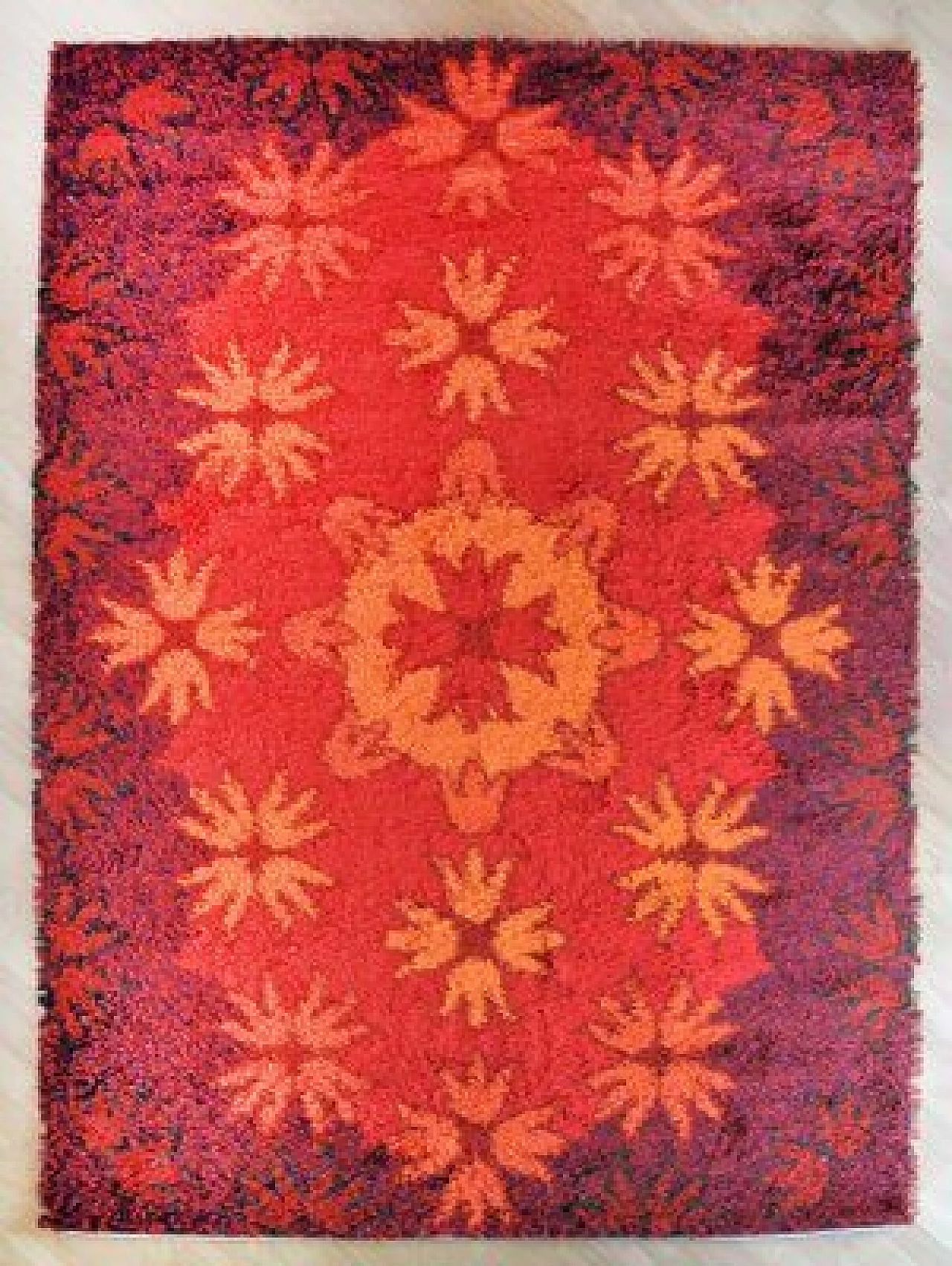 Red Birk-rya rug from Hammer Taepper, 1970s 1