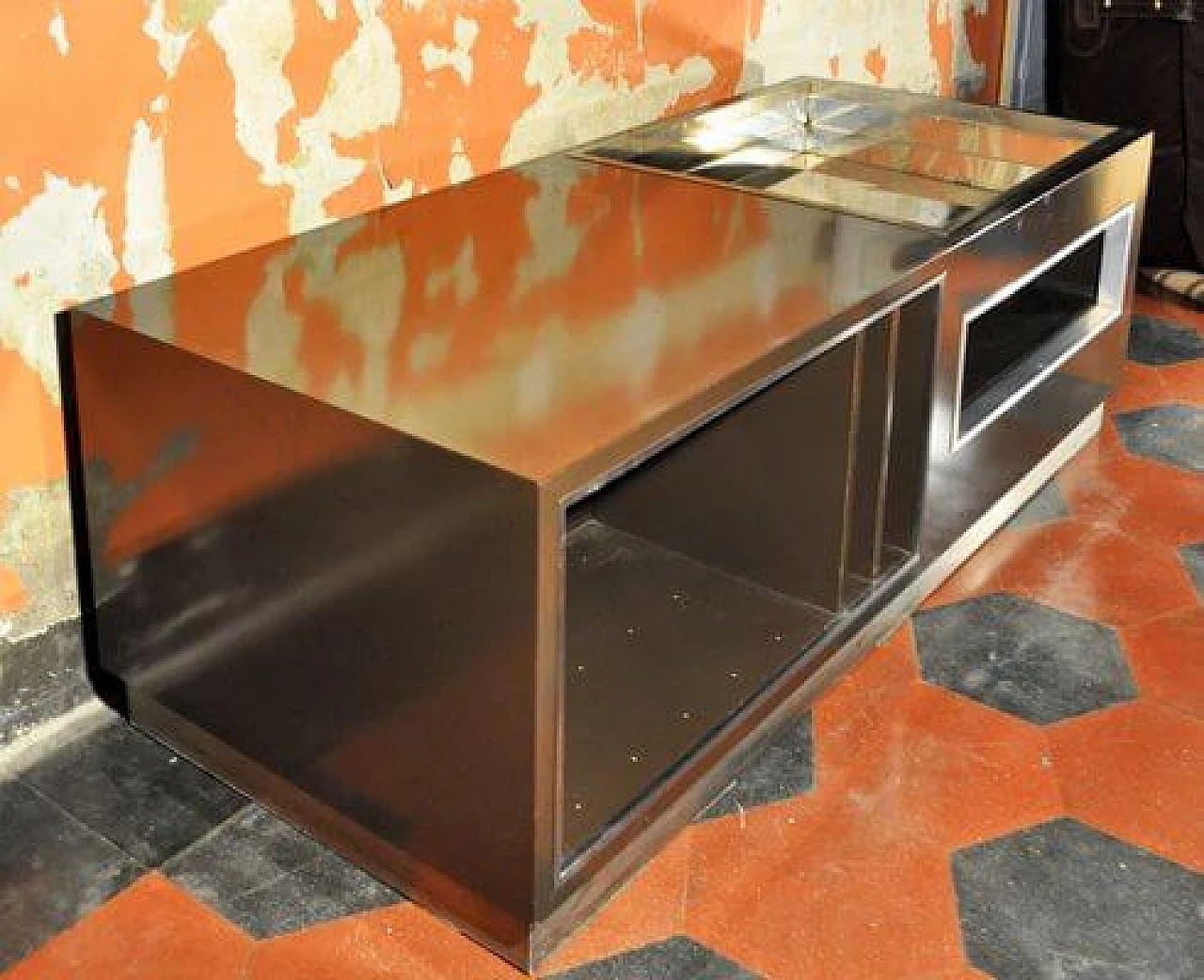 Sideboard in wood, formica and steel details by Antonio Pavia, 1970s 2