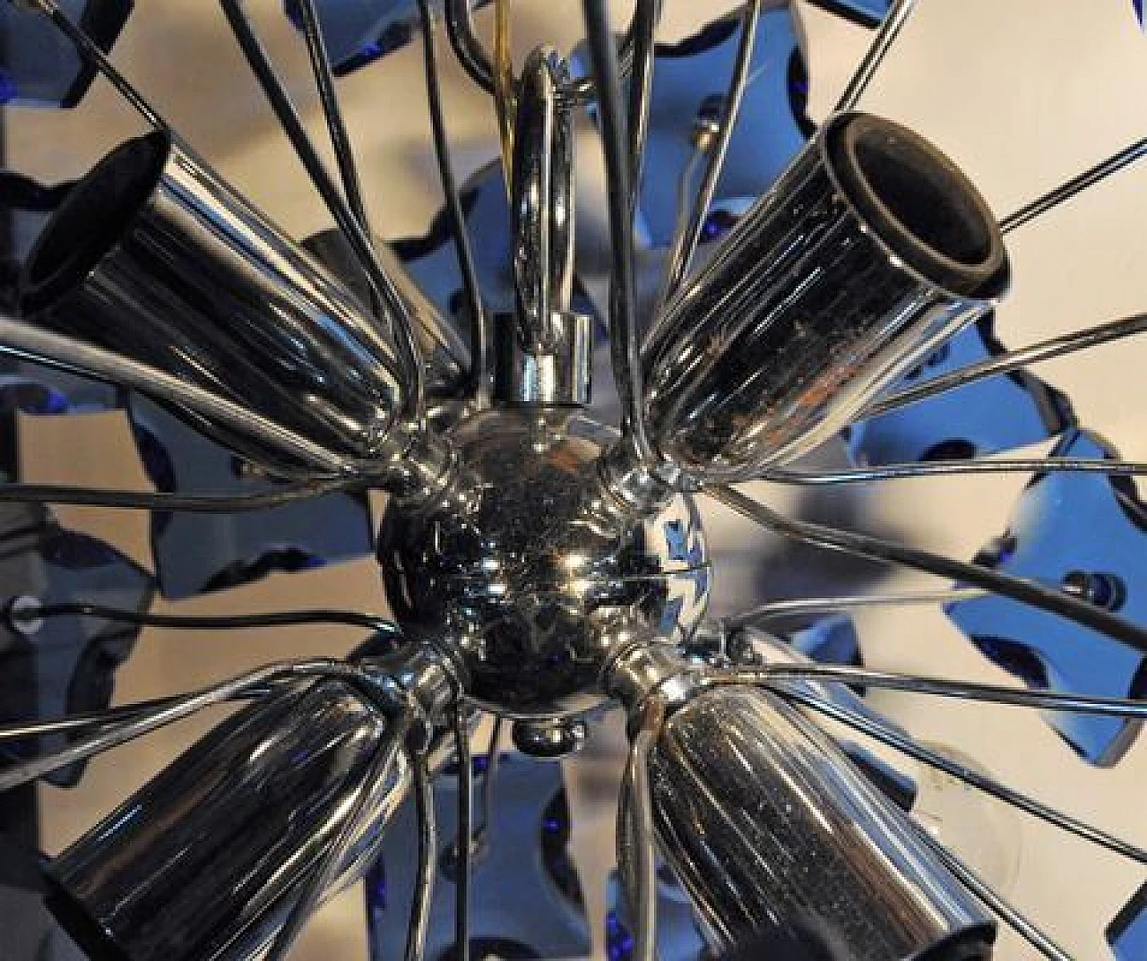 Ceiling lamp in blue chromed glass and metal, 1970s 3