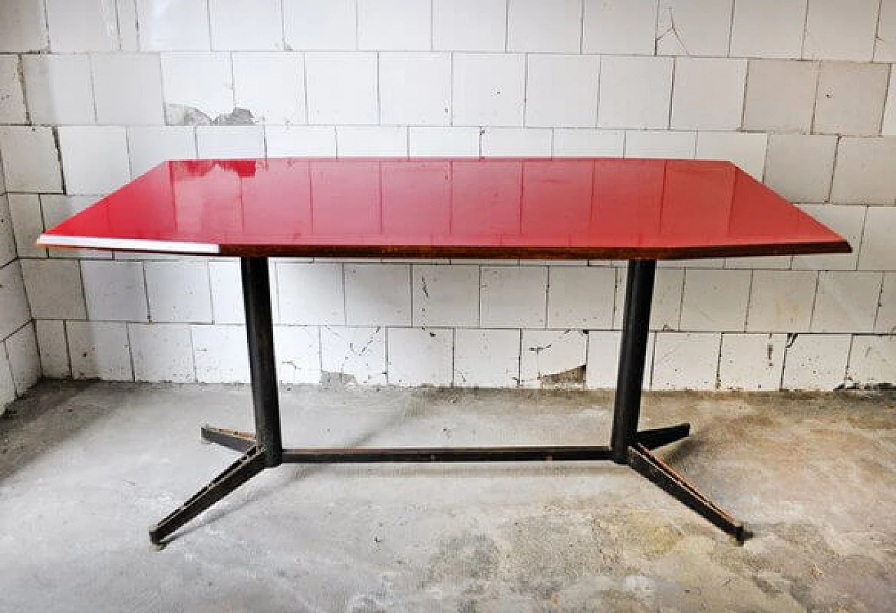 Red vintage dining table, 1970s 1