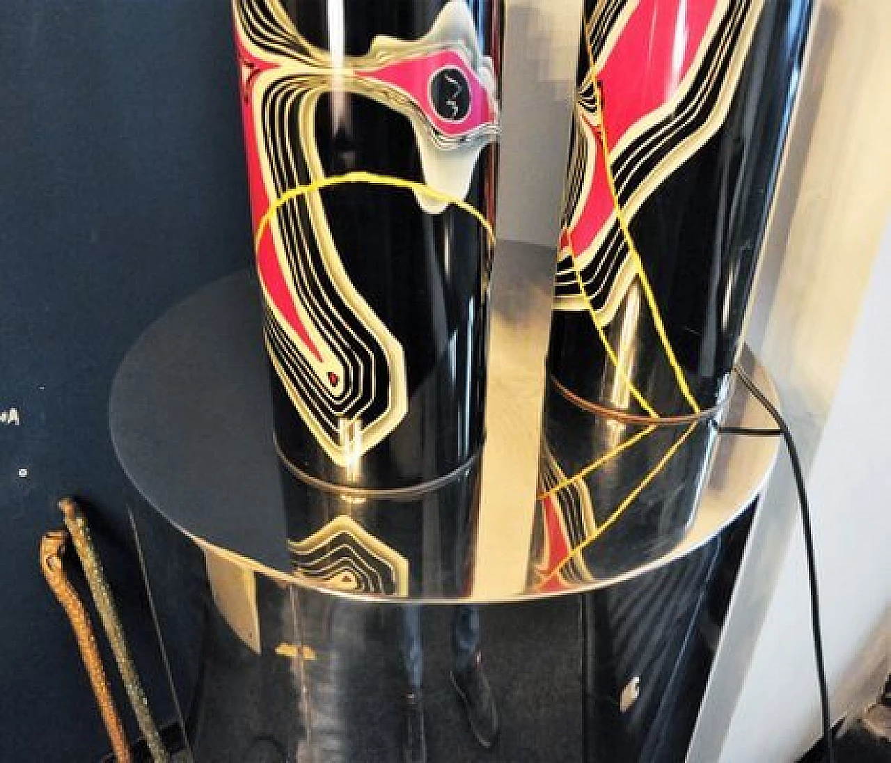 Tavolino cilindrico cromato di Antonia Astori de Ponti per Driade, anni '70 5