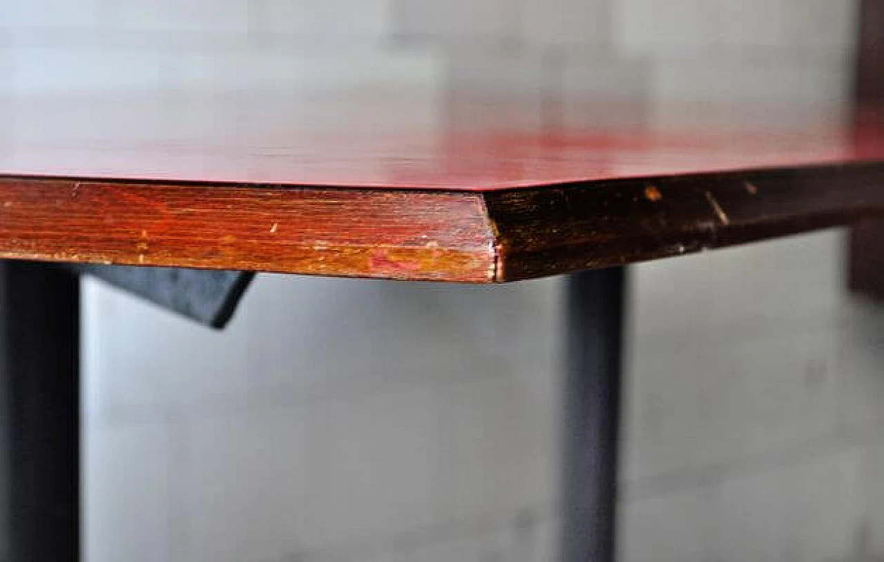 Red vintage dining table, 1970s 5