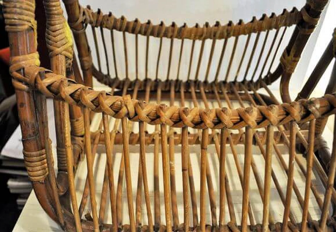 Rattan magazine rack attributed to Pierantonio Bonacina, 1950s 3