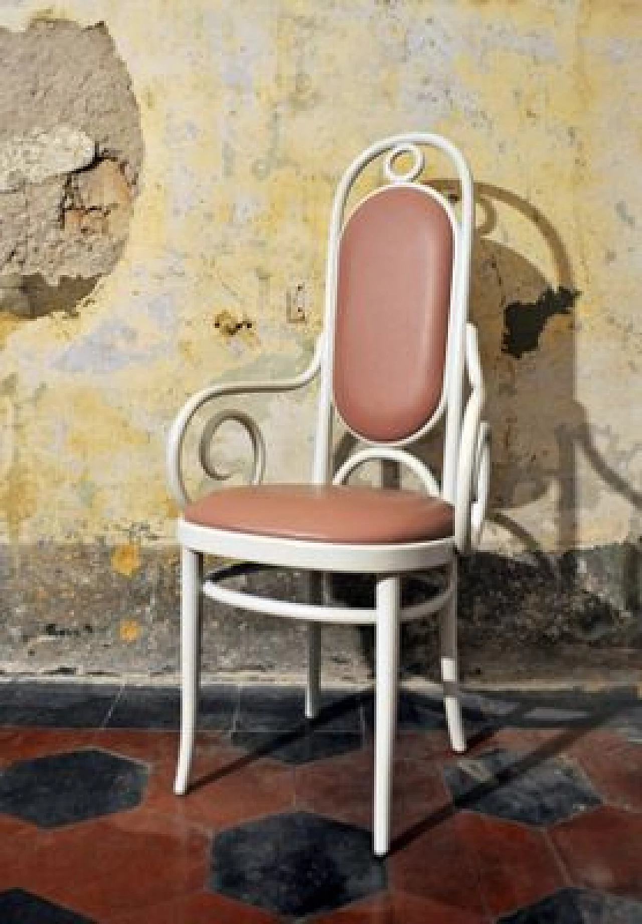 Lacquered bentwood armchair with pink leather details by Thonet, 1980s 2