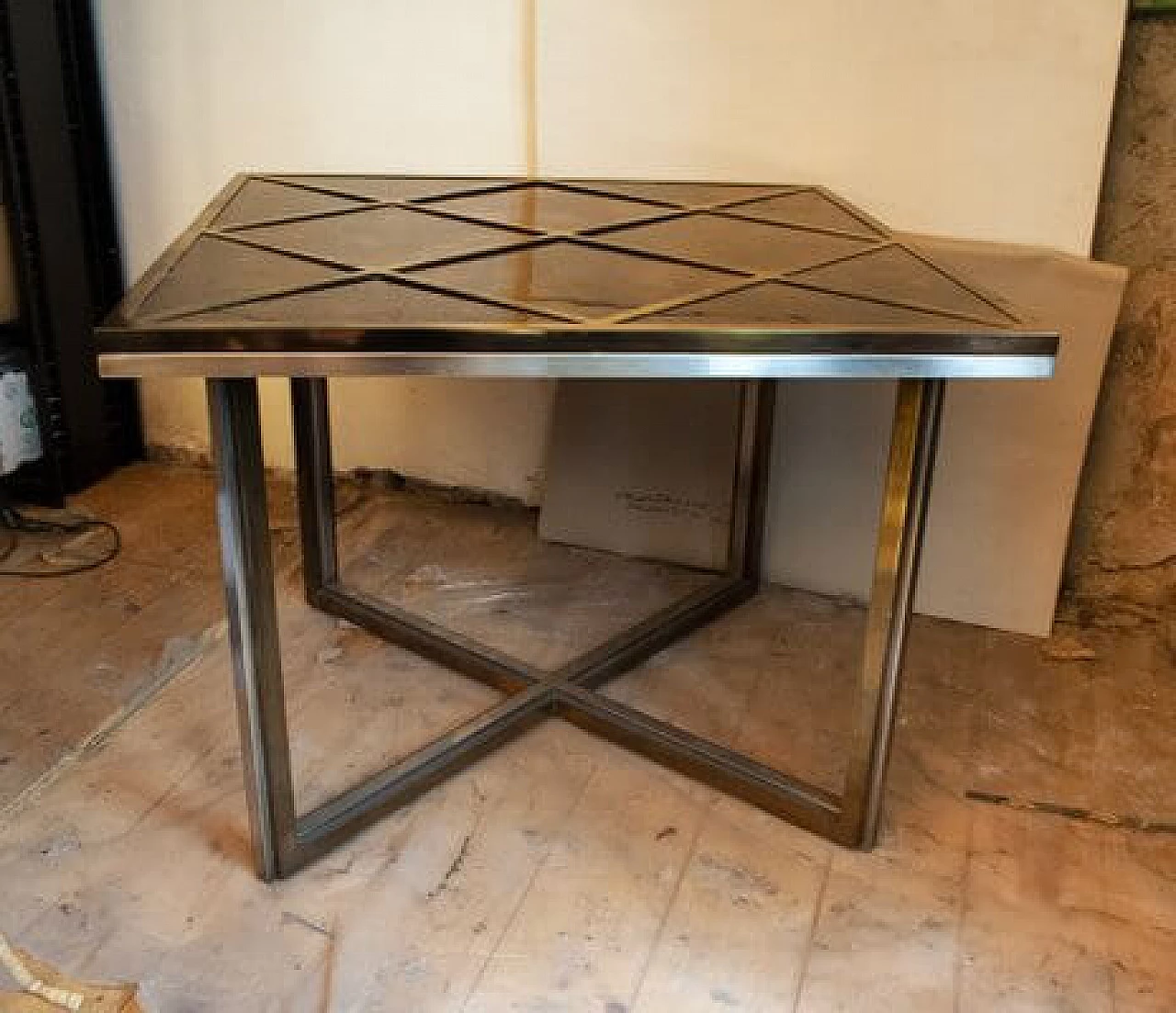 Brass and chrome Gueridon table by Romeo Rega from Mario Sabot, 1970s 1