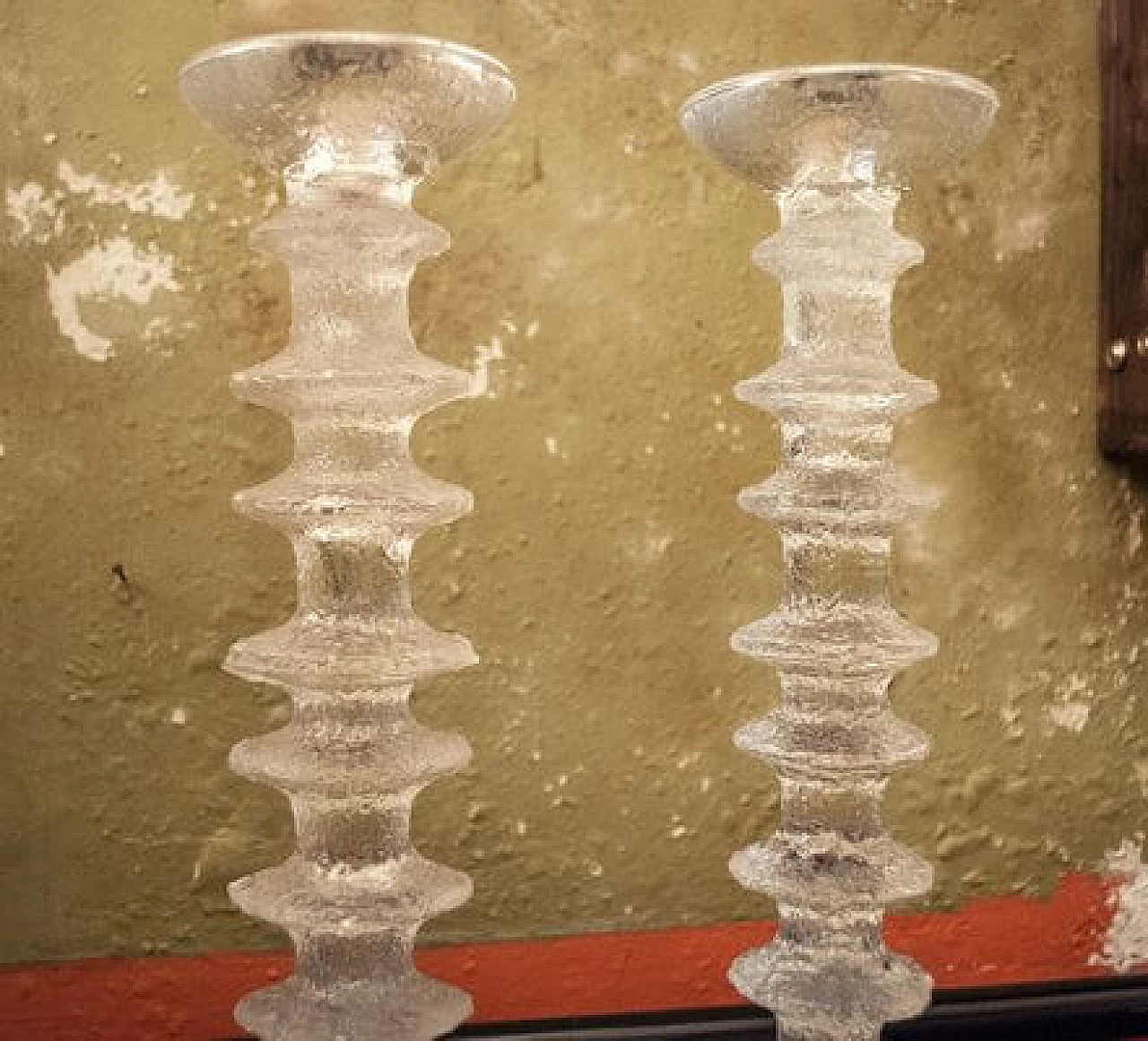Pair of glass candle holders by Timo Sarpaneva for Iittala, 1980s 3