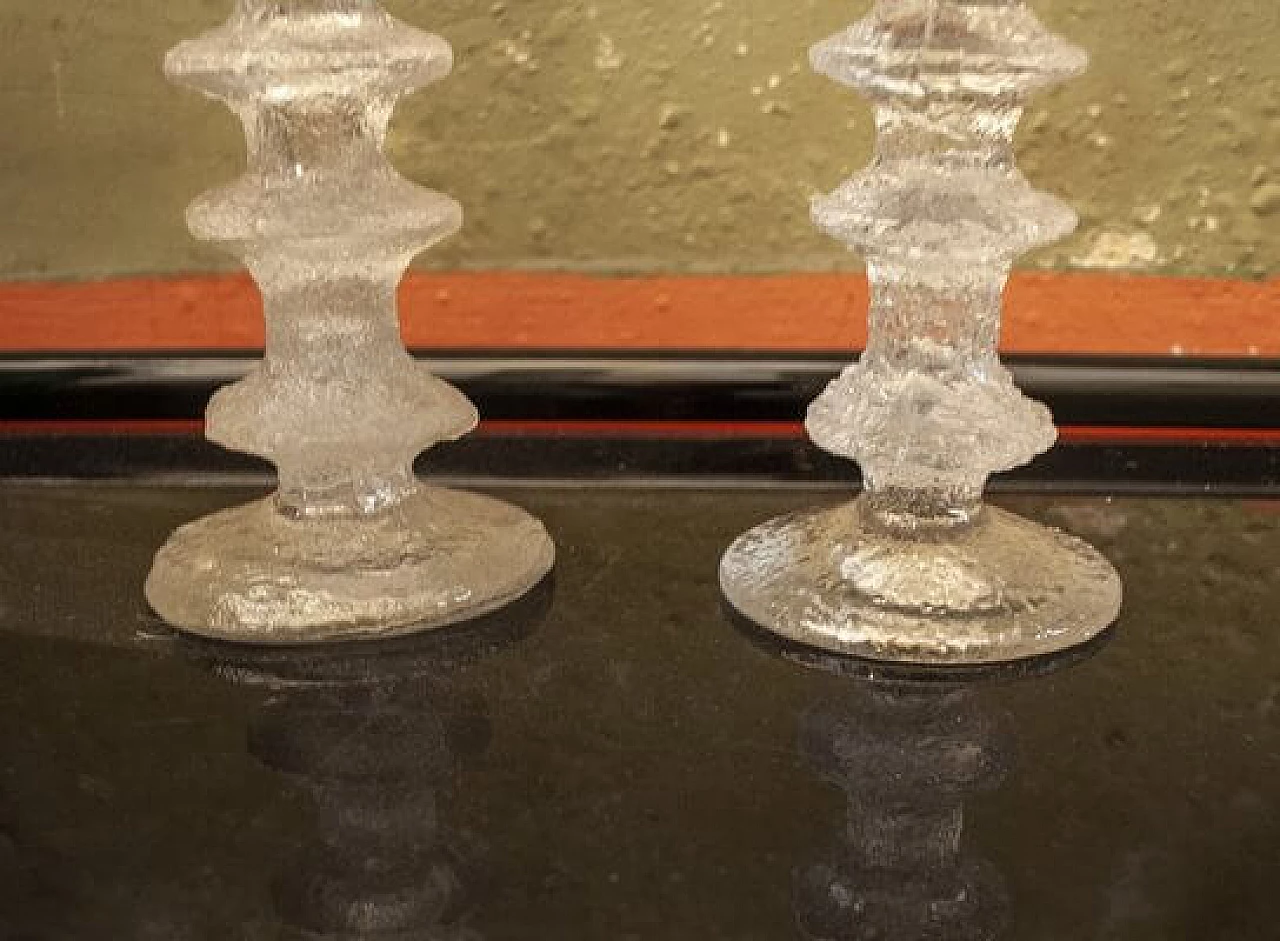 Coppia di Portacandele in vetro di Timo Sarpaneva per Iittala, anni '80 4