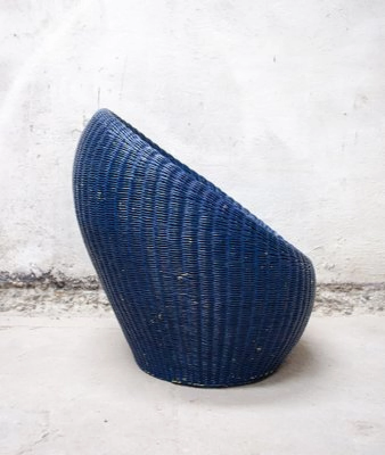 Blue wicker armchair, 1960s 2