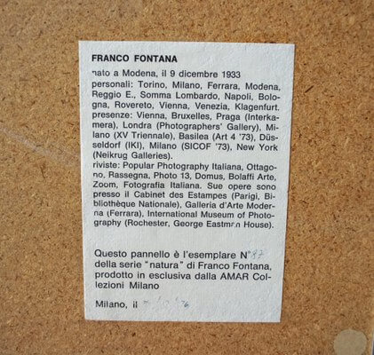 Franco Fontana per AMAR Collezioni Milano, nr. 87 serie 'natura, fotografia, 1976 7