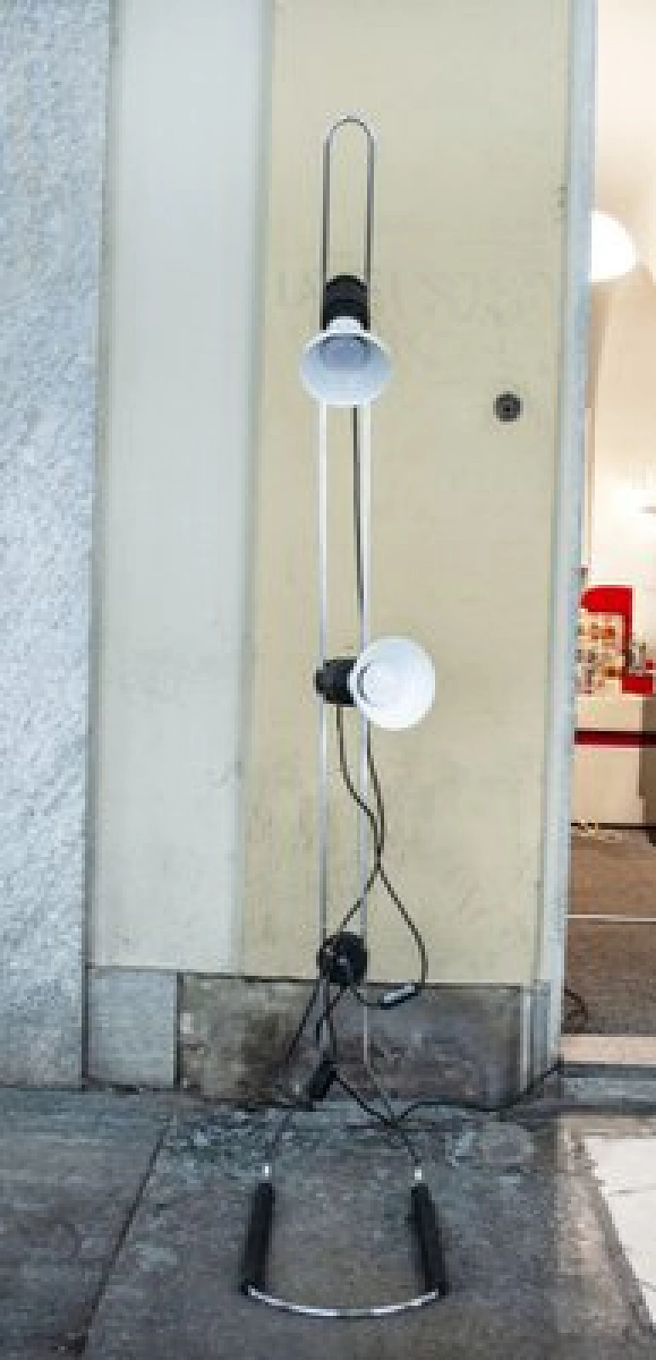 Lampada da terra regolabile con doppia luce in alluminio e plastica, anni '70 1