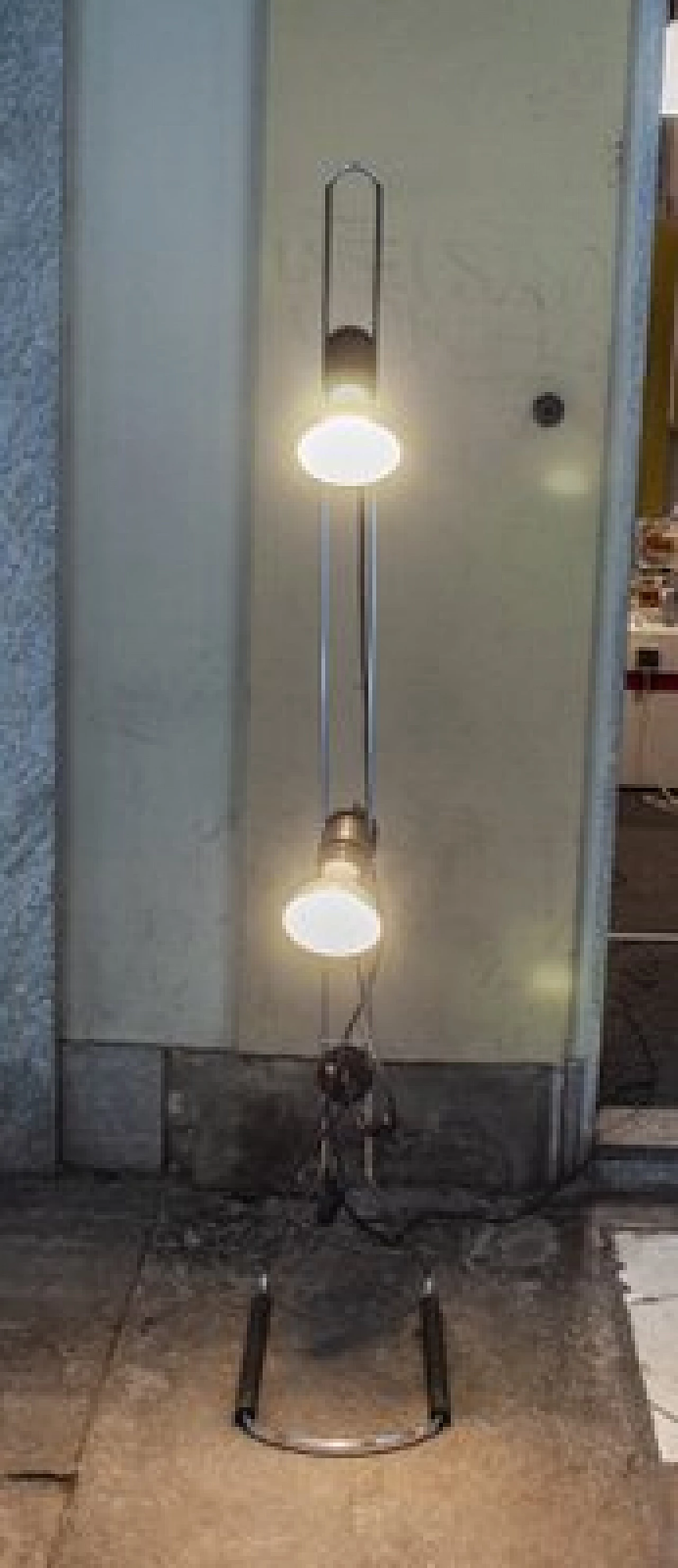 Lampada da terra regolabile con doppia luce in alluminio e plastica, anni '70 2
