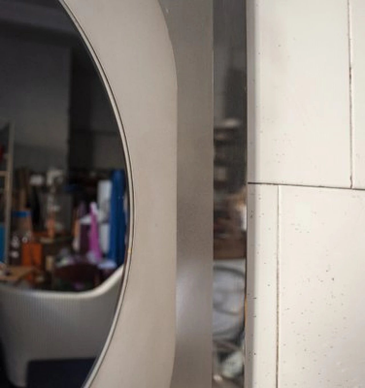 Specchio con cornice in acciaio spazzolato, anni '70 4