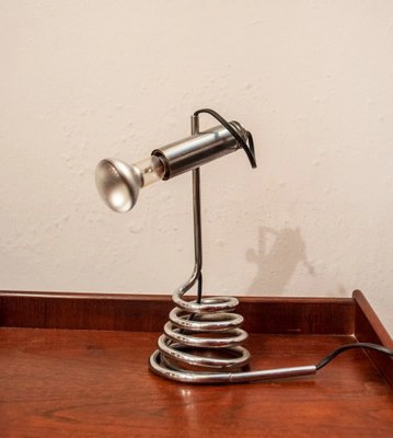 Table lamp in chromed metal and brass, 1970s 1
