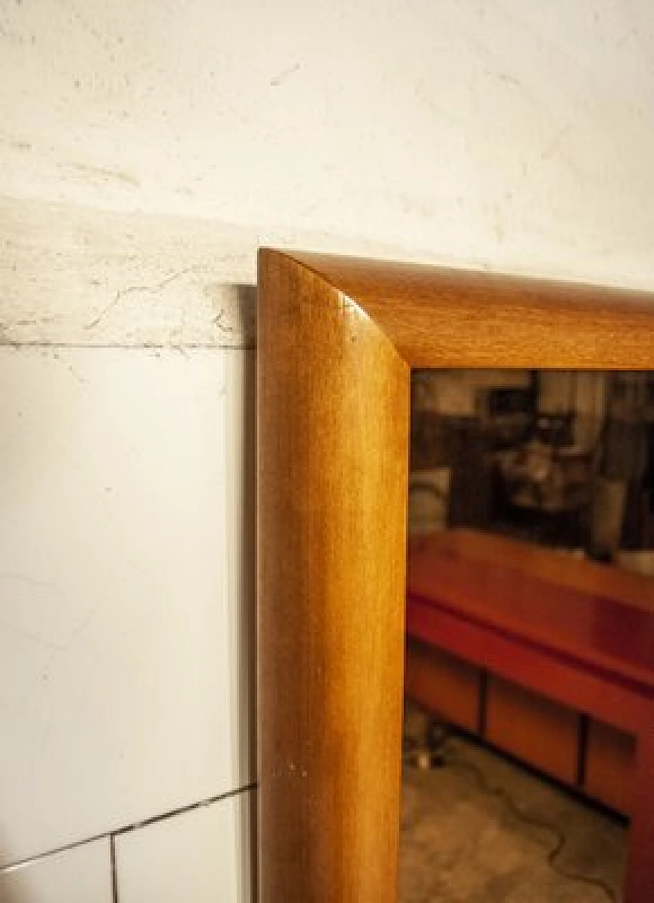 Screen printed wooden mirror, 1970s 4
