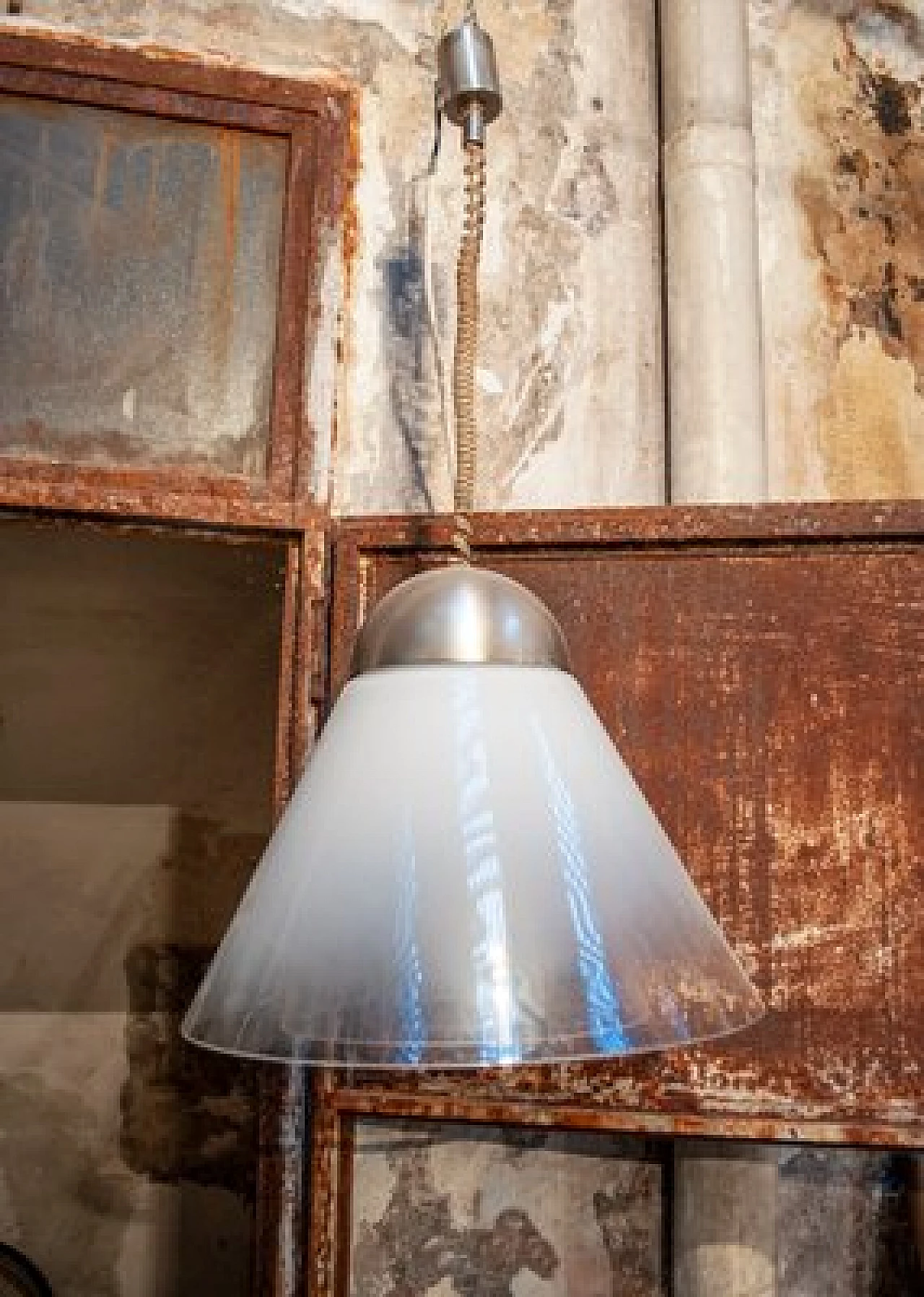Lampada da soffitto in vetro di Murano di Carlo Nason per Mazzega, anni '70 1