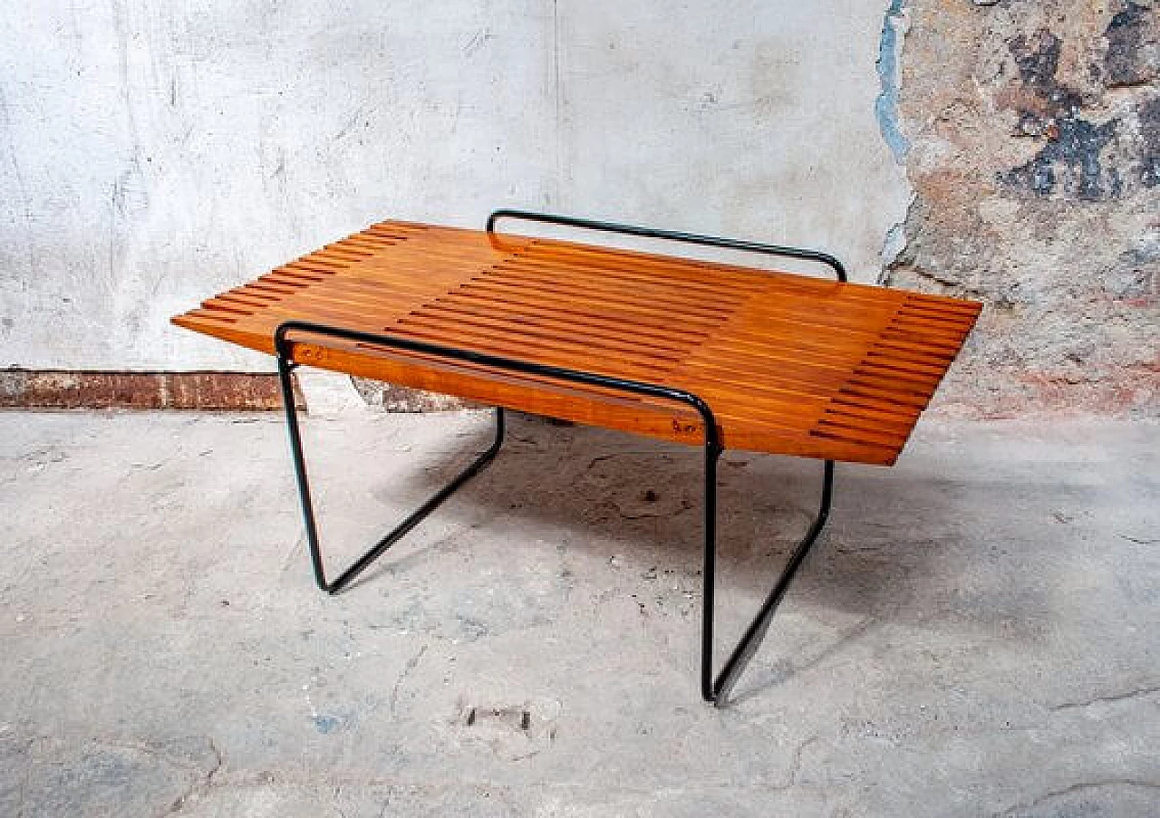 Cherry and metal coffee table in Ettore Sottsass style, 1950s 2