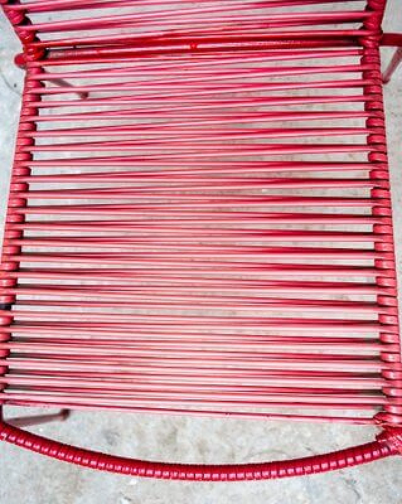 Pair of red children's chairs in iron and plastic, 1950s 8