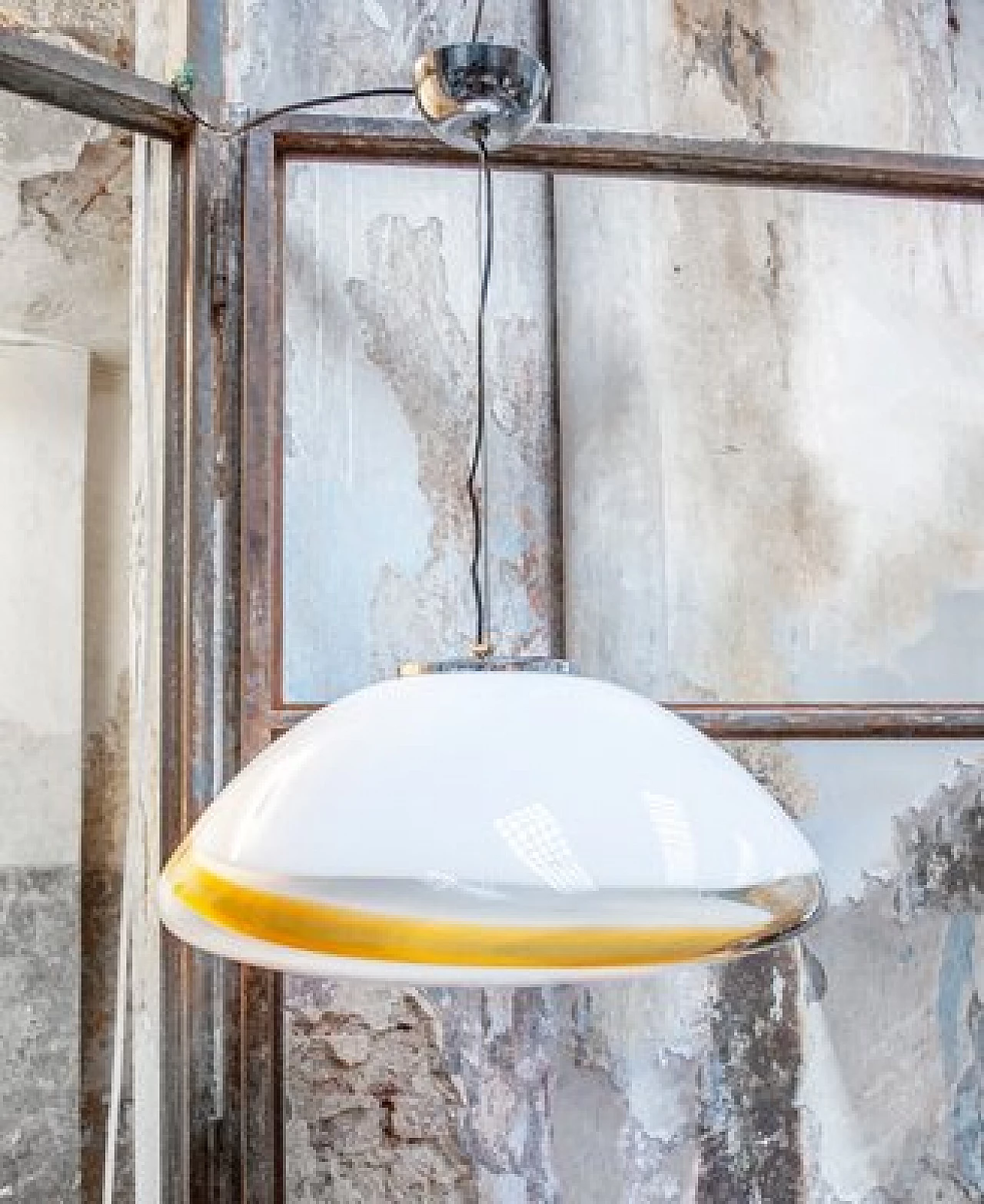Murano glass & chromed metal ceiling lamp, 1970s 1