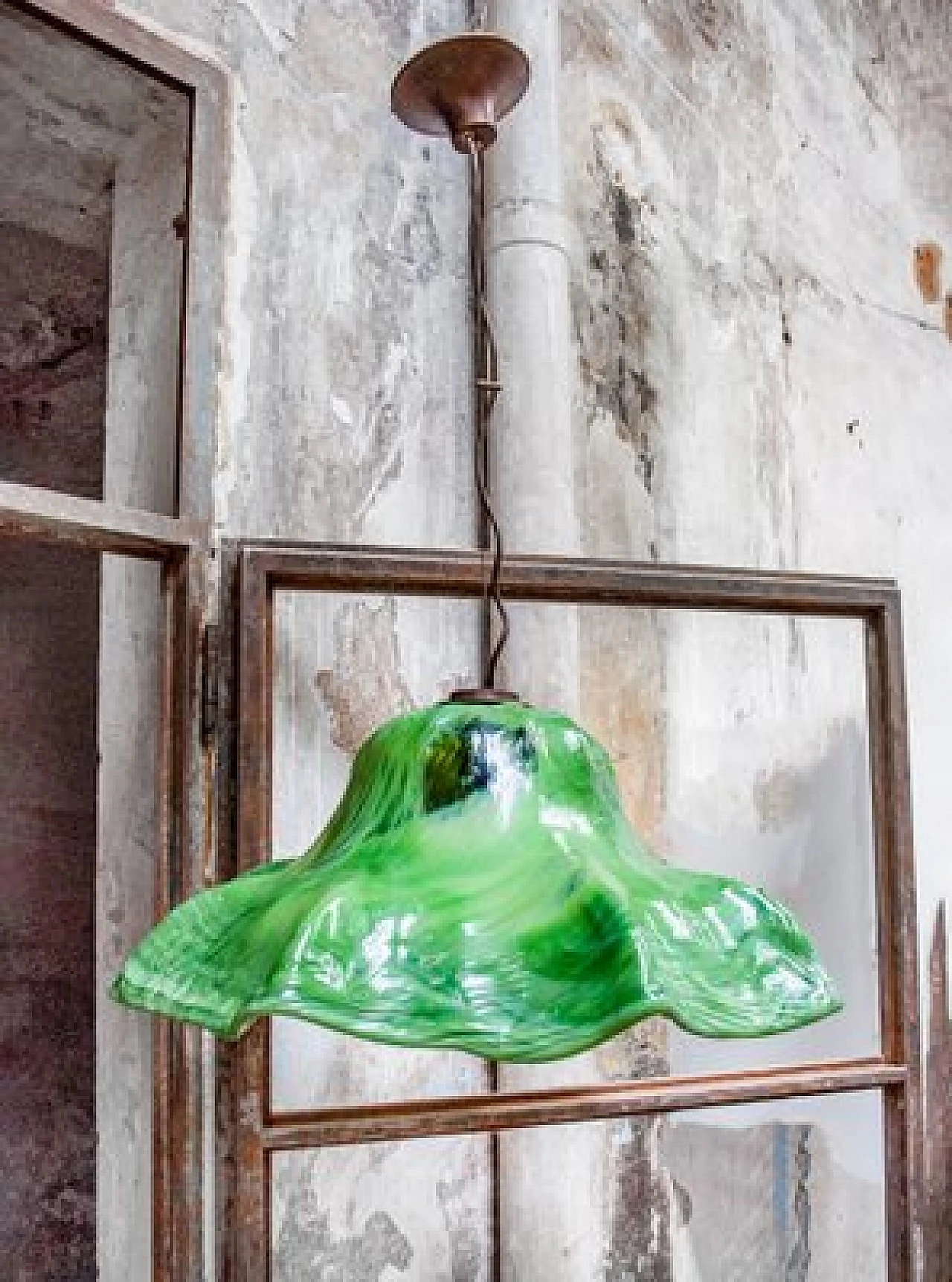 Lampada da soffitto Ninfea in ottone e vetro di Murano di Toni Zuccheri per Venini, anni '60 1