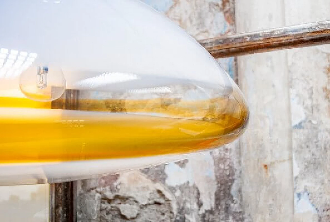 Lampada da soffitto in vetro di Murano e metallo cromato, anni '70 2