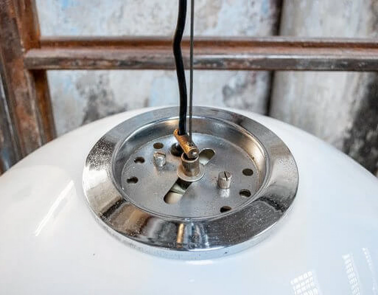 Lampada da soffitto in vetro di Murano e metallo cromato, anni '70 6